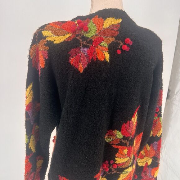 Design Options By Philip And Jane Gordon Fall Leaf Cardigan Sweater Medium Warm - Picture 7 of 13